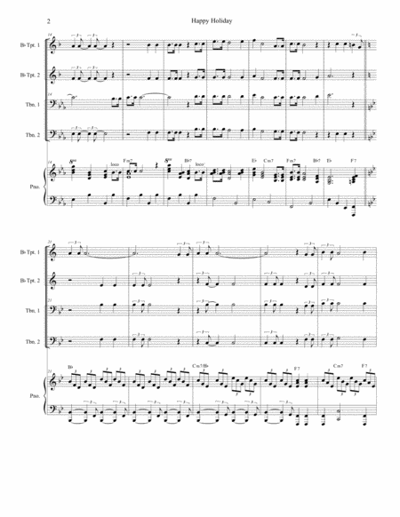 Happy Holiday For Brass Quartet And Piano Alternate Version Page 2