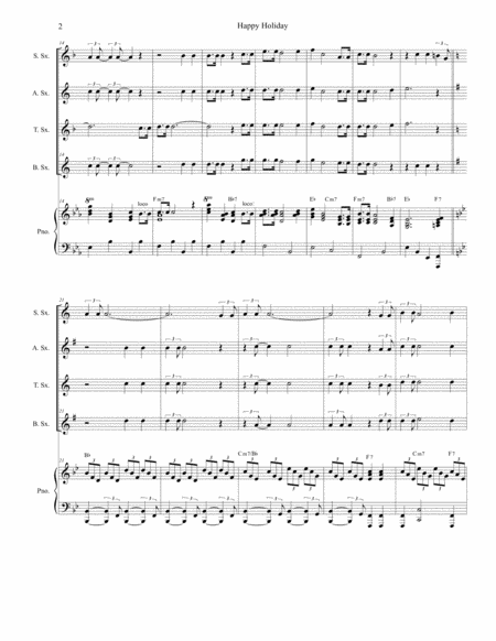 Happy Holiday For Saxophone Quartet And Piano Page 2