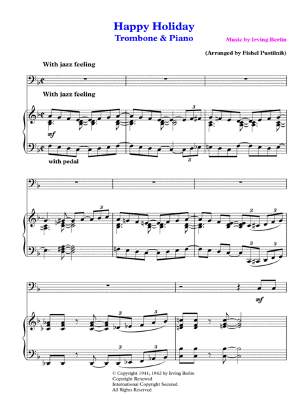 Happy Holiday For Trombone And Piano Video Page 2