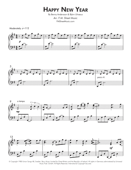 Happy New Year Intermediate Piano Page 2
