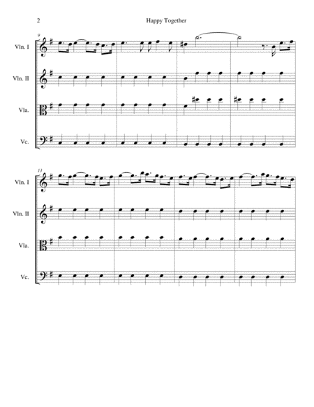 Happy Together For String Quartet Intermediate Advanced Page 2