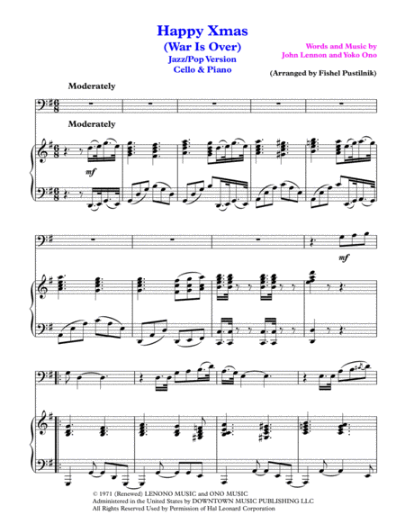 Happy Xmas War Is Over For Cello And Piano Page 2