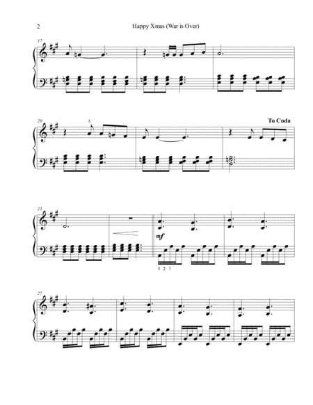 Happy Xmas War Is Over Intermediate Piano Page 2