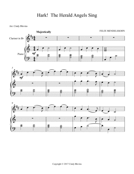 Hark The Herald Angels Sing Arranged For Piano And Bb Clarinet Page 2