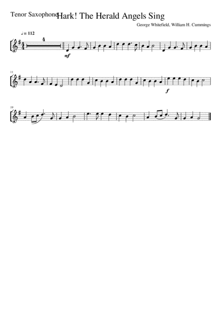 Hark The Herald Angels Sing Tenor Saxophone Solo Page 2