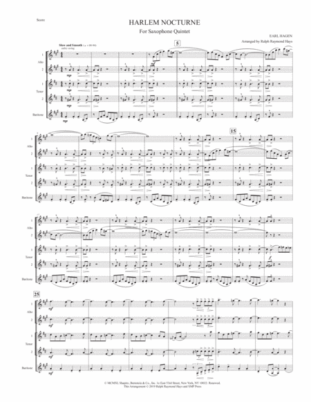 Harlem Nocturne For Saxophone Quintet Page 2