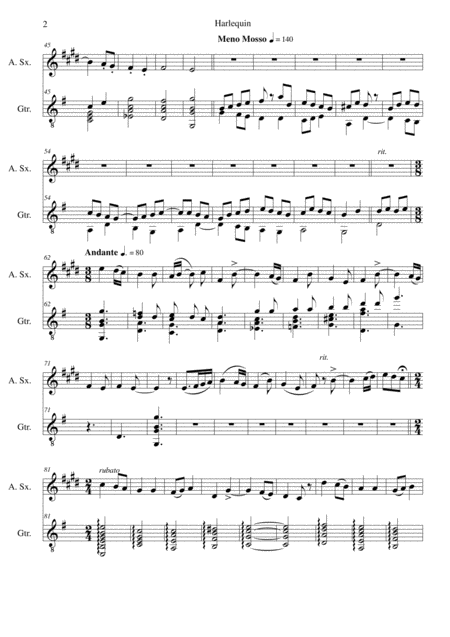 Harlequin For Alto Saxophone And Guitar Page 2