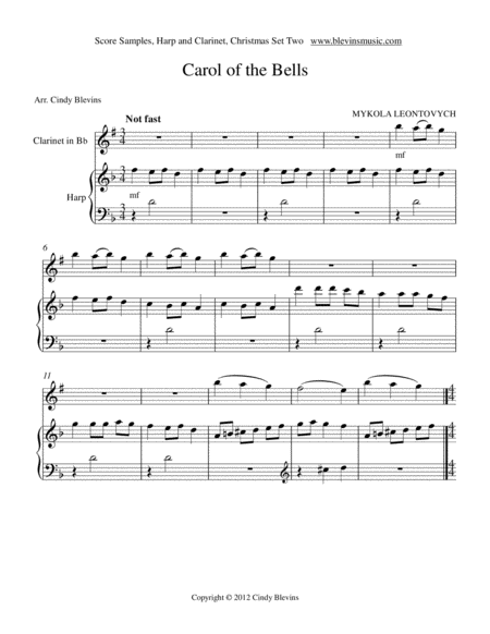 Harp And Clarinet For Christmas Set 2 Five Arrangements For Harp And Bb Clarinet Page 2