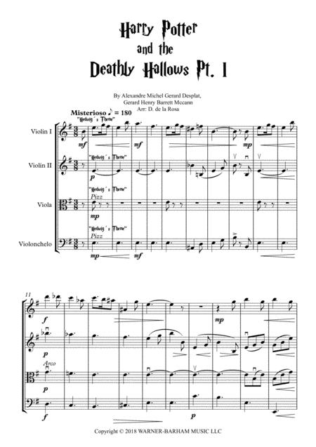 Harry Potter And The Deathly Hallows Pt 1 Suite For String Quartet Full Score And Parts Page 2