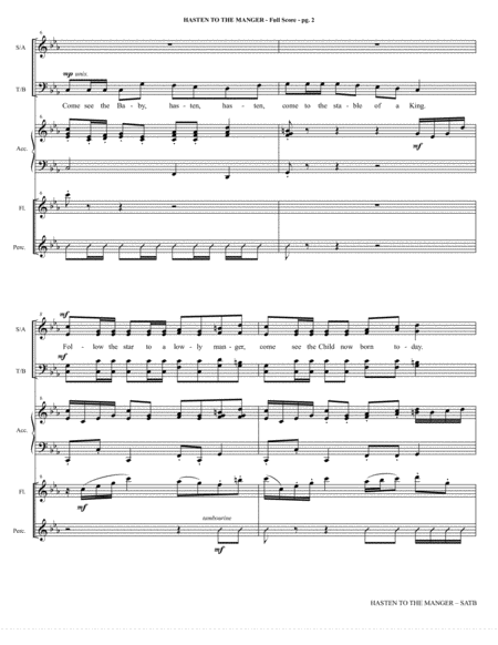Hasten To The Manger With Pat A Pan Arr Stan Pethel Full Score Page 2