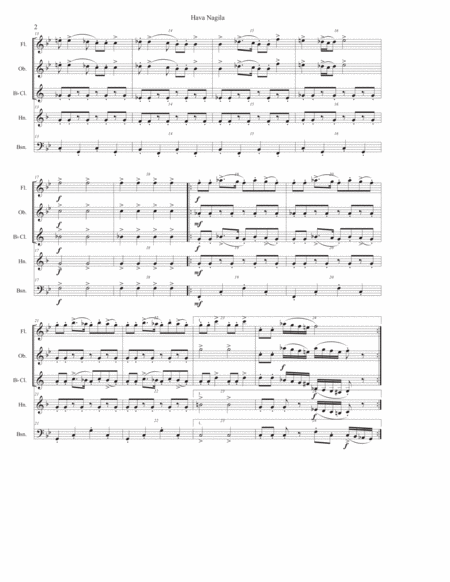 Hava Nagila For Woodwind Quintet Page 2