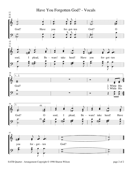 Have You Forgotten God For Satb Quartet With Piano Accompaniment Page 2