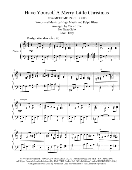 Have Yourself A Merry Little Christmas Easy Piano Solo Arranged By Caeleb Tee Page 2