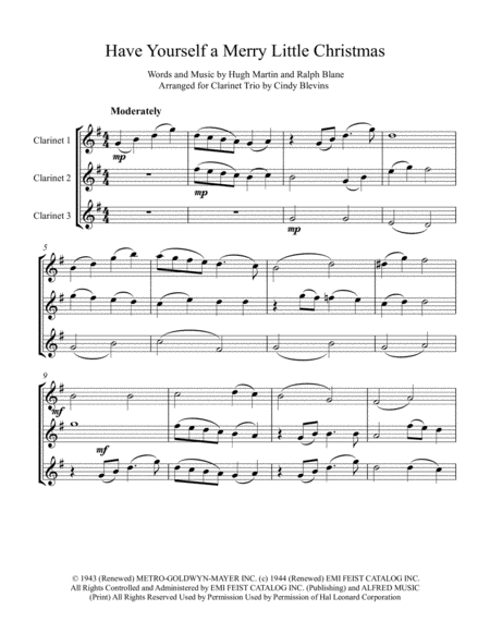 Have Yourself A Merry Little Christmas From Meet Me In St Louis Arranged For Clarinet Trio Page 2