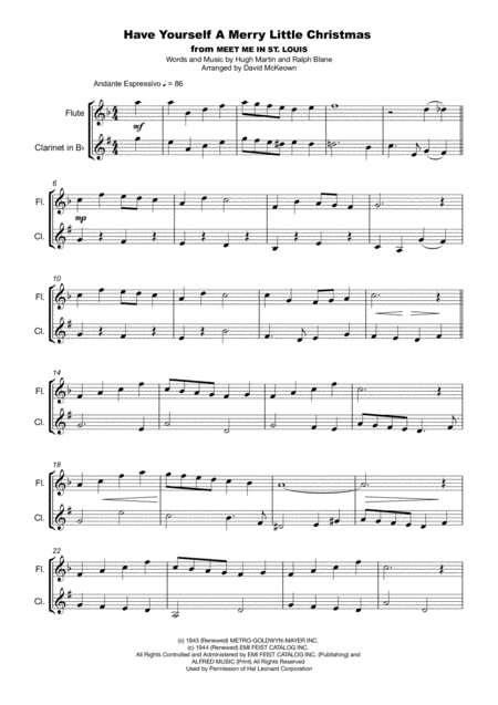 Have Yourself A Merry Little Christmas From Meet Me In St Louis Duet For Flute And Clarinet Page 2