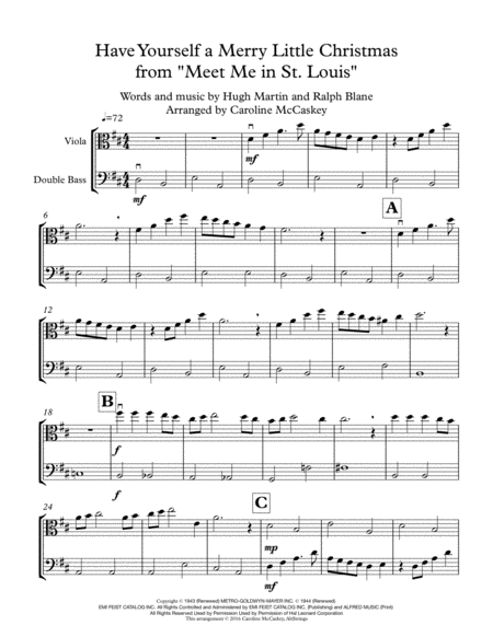 Have Yourself A Merry Little Christmas Viola And Bass Duet Page 2