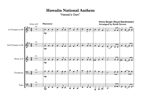 Hawaaiin National Anthem Hawai I Pono For Brass Quintet Page 2