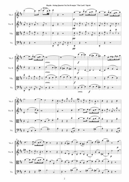 Haydn String Quartet No 5 In D Major Op 64 The Lark Complete Score And Parts Page 2