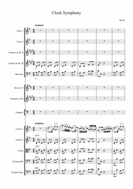 Haydns Clock Symphony Slow Mvt Amateur Orchestra Page 2