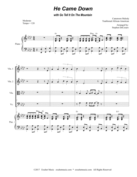 He Came Down With Go Tell It On The Mountain For String Quartet Page 2