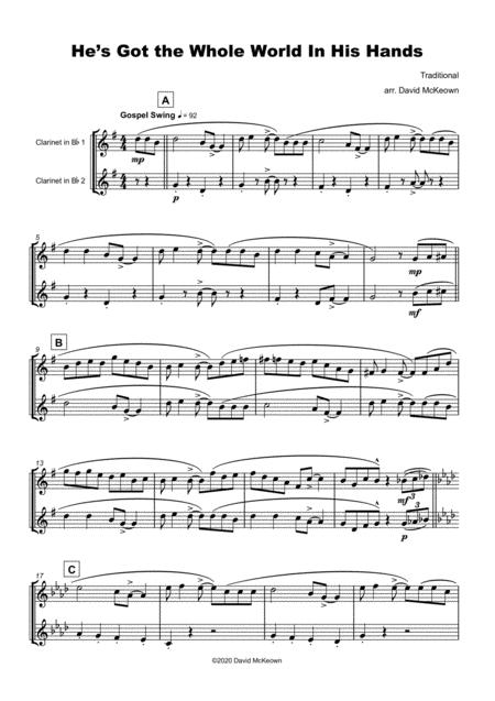 He Got The Whole World In His Hands Gospel Song For Clarinet And Bass Clarinet Duet Page 2