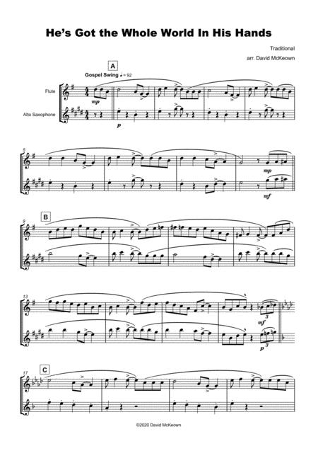 He Got The Whole World In His Hands Gospel Song For Flute And Alto Saxophone Duet Page 2