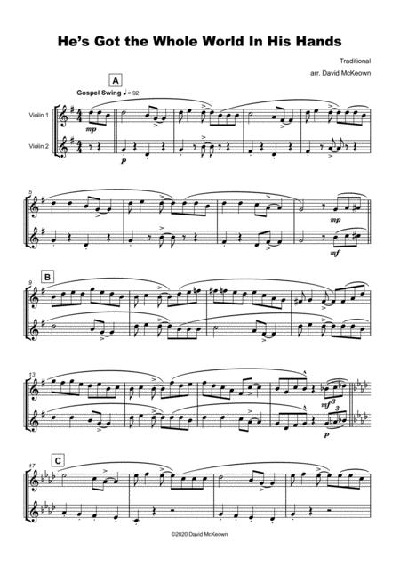 He Got The Whole World In His Hands Gospel Song For Violin Duet Page 2