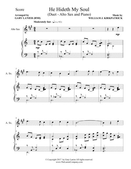 He Hideth My Soul Duet Alto Sax Piano With Score Part Page 2