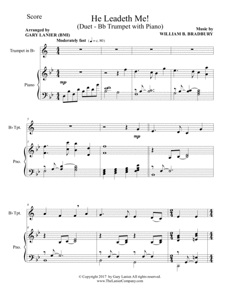 He Leadeth Me Duet Bb Trumpet Piano With Score Part Page 2