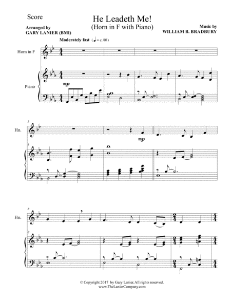 He Leadeth Me Duet Horn In F Piano With Score Part Page 2