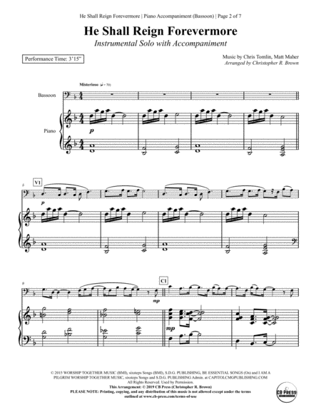 He Shall Reign Forevermore Bassoon Solo With Piano Accompaniment Page 2