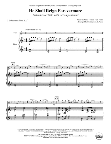 He Shall Reign Forevermore Flute Solo With Piano Accompaniment Page 2