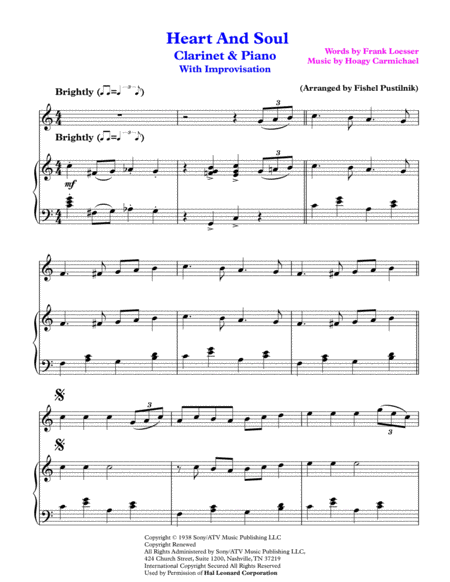 Heart And Soul For Clarinet And Piano With Improvisation Page 2