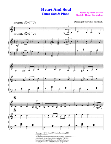 Heart And Soul For Tenor Sax And Piano Page 2