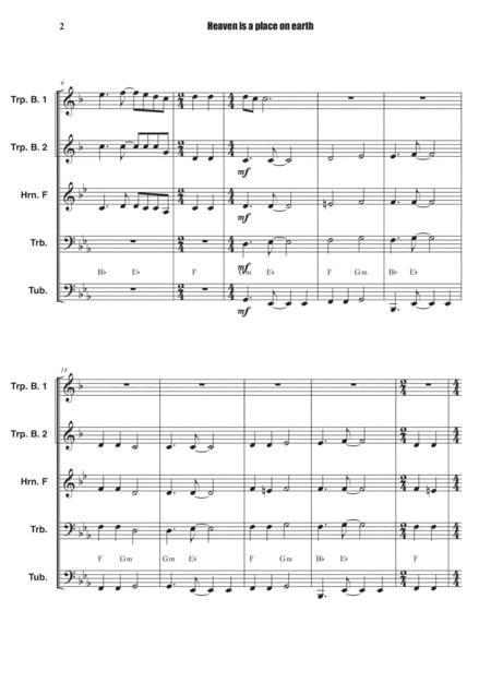 Heaven Is A Place On Earth For Brassquintet Easy Version Page 2