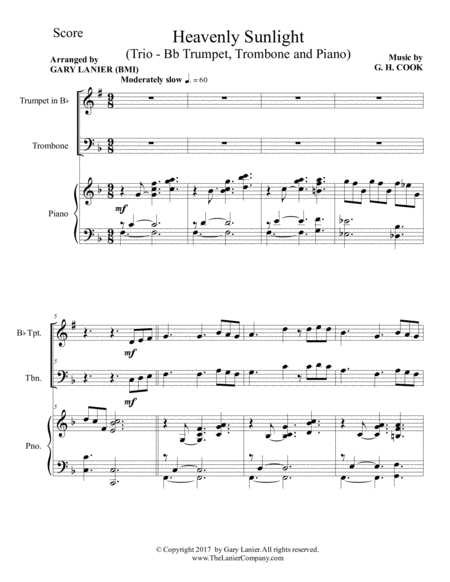 Heavenly Sunlight Trio Bb Trumpet Trombone Piano With Score Parts Page 2