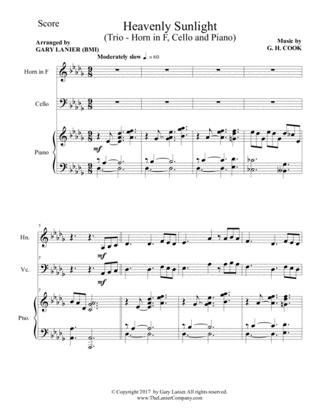 Heavenly Sunlight Trio Horn In F Cello And Piano With Score Parts Page 2