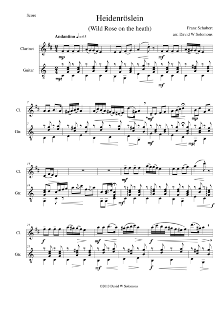 Heidenrslein For Clarinet And Guitar Page 2