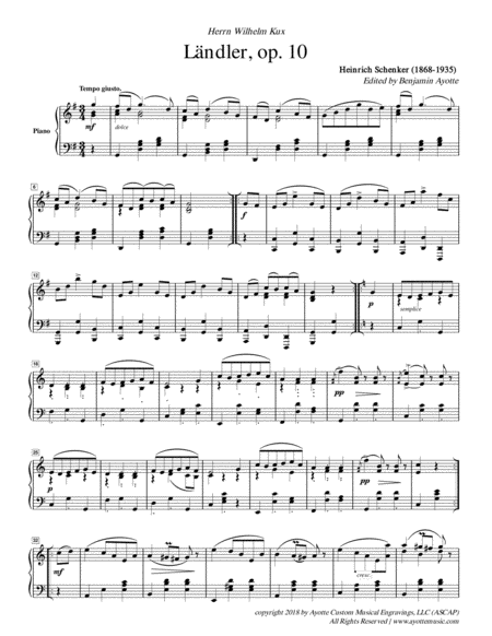 Heinrich Schenker Landler For Piano Solo Op 10 Page 2