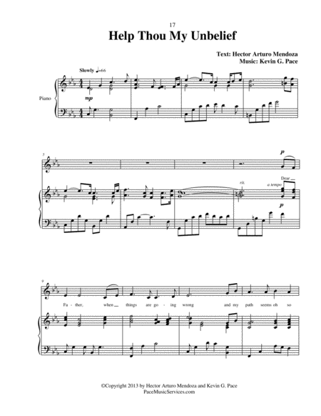 Help Thou My Unbelief Original Vocal Solo With Piano Accompaniment Page 2