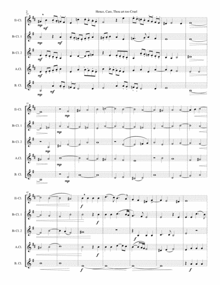 Hence Care Thou Art Too Cruel For Clarinet Quintet E Flat 2 B Flats Alto And Bass Page 2