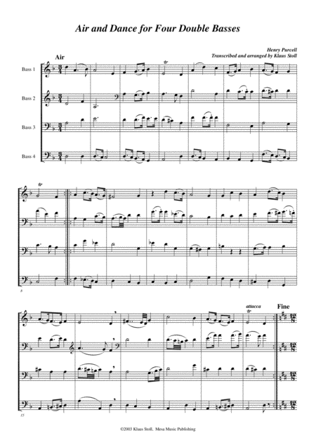 Henry Purcell Air And Dance For Four Double Basses Transcribed And Edited By Klaus Stoll Page 2