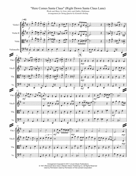 Here Comes Santa Claus For String Quartet Page 2