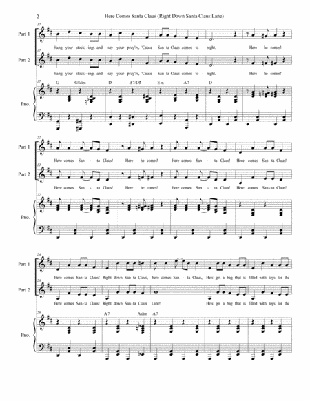 Here Comes Santa Claus Right Down Santa Claus Lane For 2 Part Choir Page 2