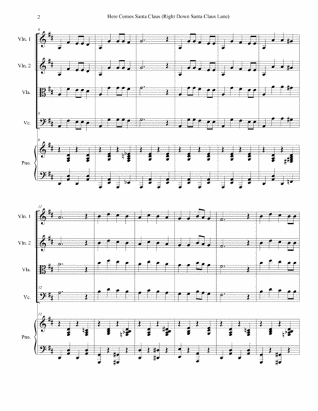 Here Comes Santa Claus Right Down Santa Claus Lane For String Quartet Page 2