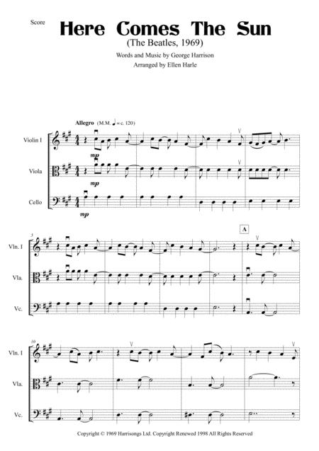 Here Comes The Sun Beatles 1969 String Trio Violin 1 Violin 2 Viola Cello Page 2