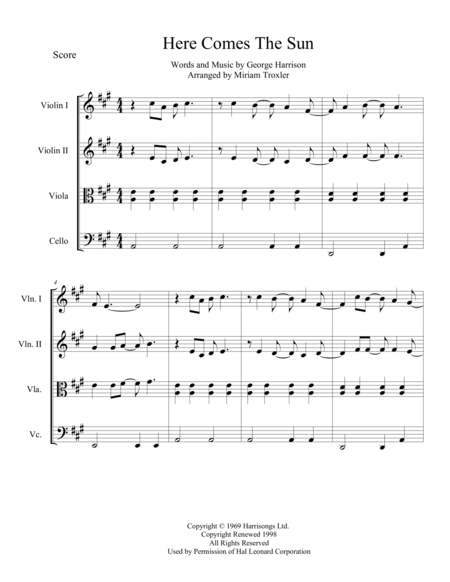 Here Comes The Sun For String Quartet Page 2