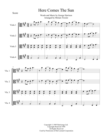 Here Comes The Sun For Viola Quartet Page 2