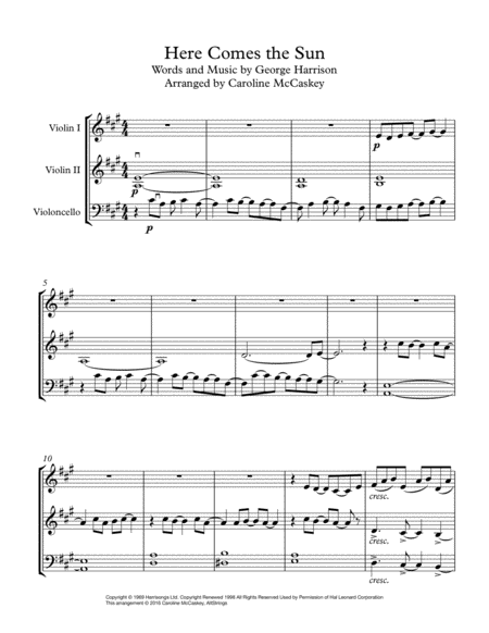 Here Comes The Sun String Trio Two Violins And Cello Page 2