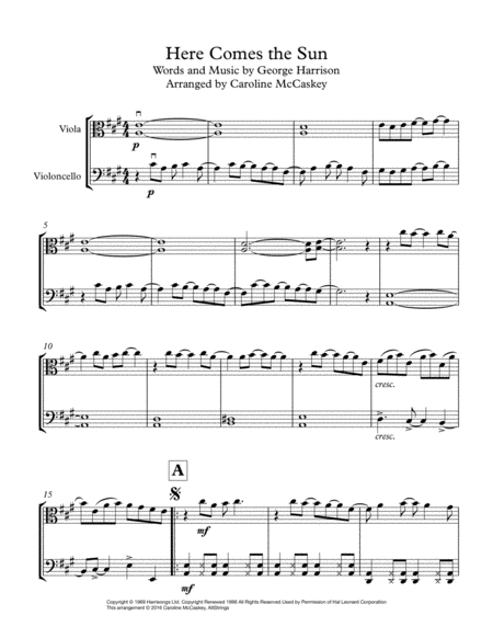 Here Comes The Sun Viola And Cello Duet Page 2